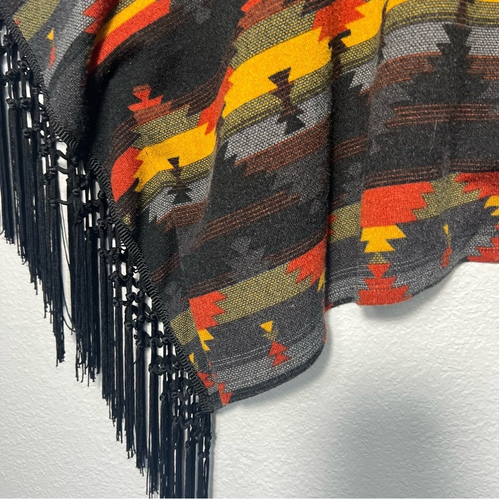 Wrangler Southwestern Fringe Cardigan Kimono Open Front Aztec Print Boho S/M - Picture 11 of 15